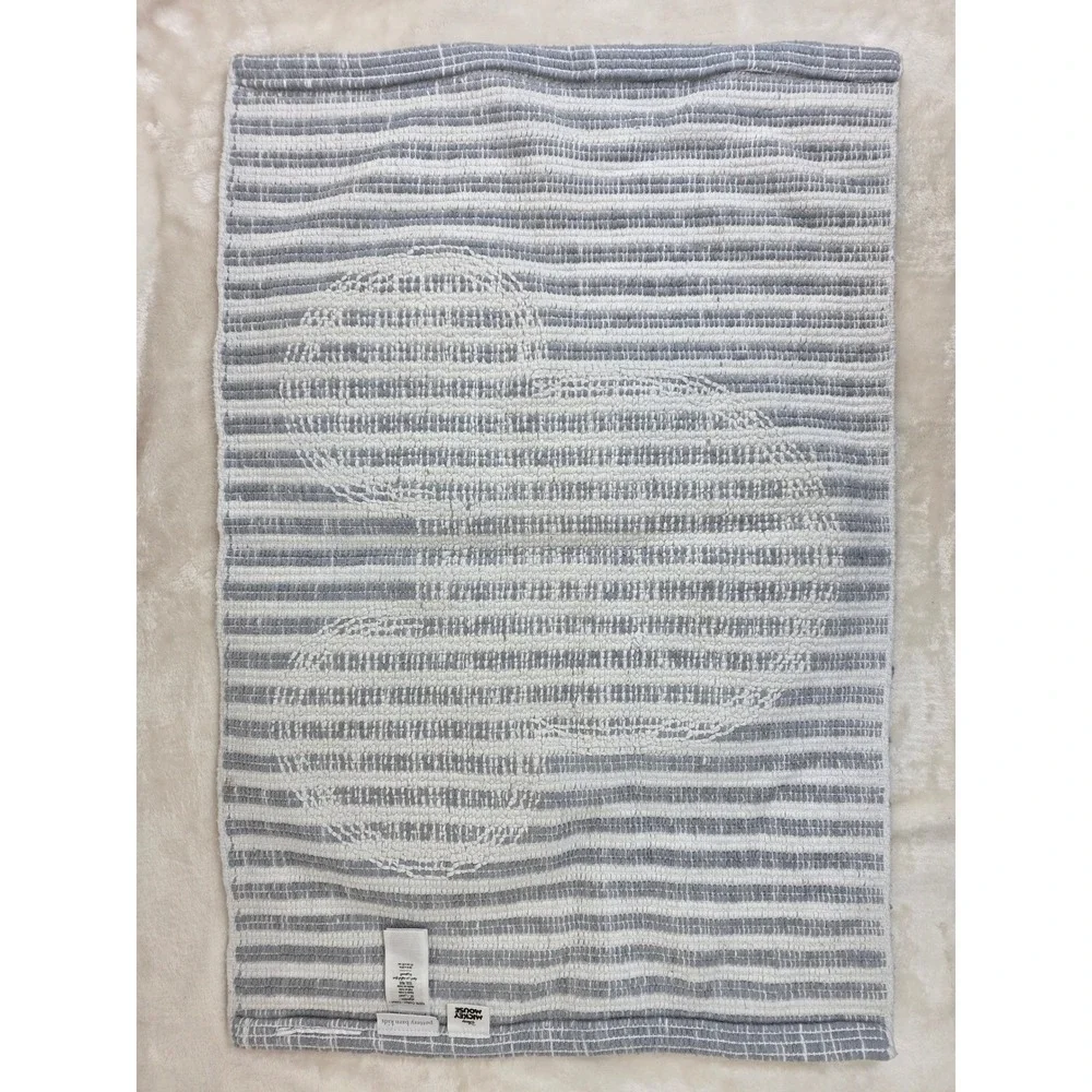 Pottery Barn Kids Mickey Mouse Bath Mat Rug Grey White‎ Stripes Cotton